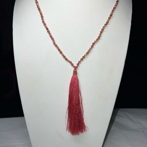 Boho Faceted Beaded Tassel Necklace
